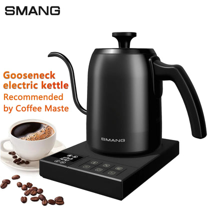 SMANG 900W Gooseneck Electric Kettle 0.6L Smart Temperature Control Coffee Kettle Pour Over Coffee Kettle Rapid Heating Pot