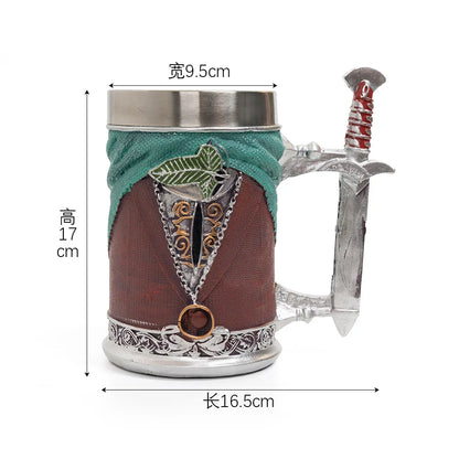 Retro Coffee Cup Lord Rings Sword Mug Rare Large Capacity Stainless Steel Thermal Cups Creative Beer Mug Bar Tea Tools Medieval