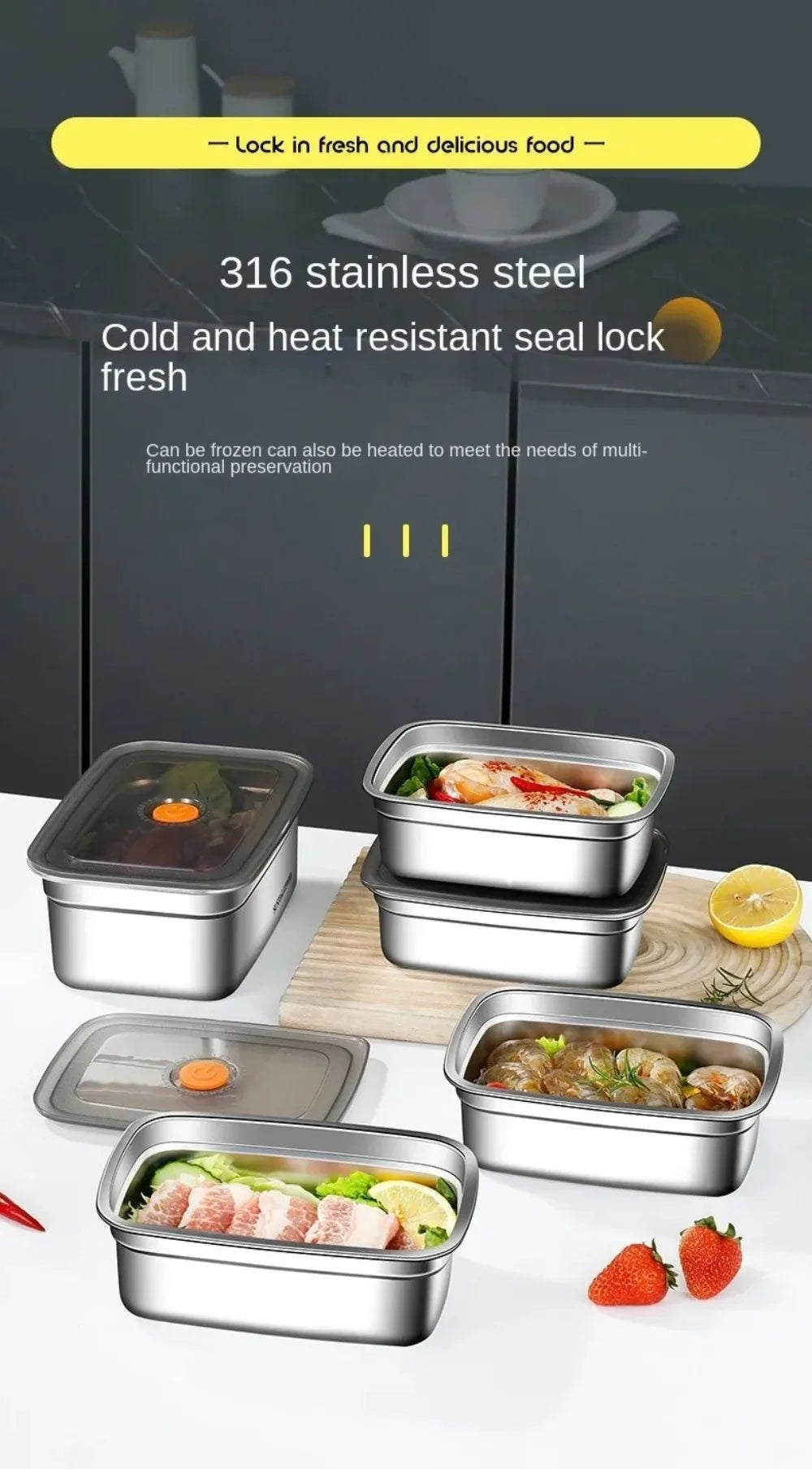 Stainless Steel Camping Lunch Box – Leak-Proof, Freezer & Microwave Safe Bento Container