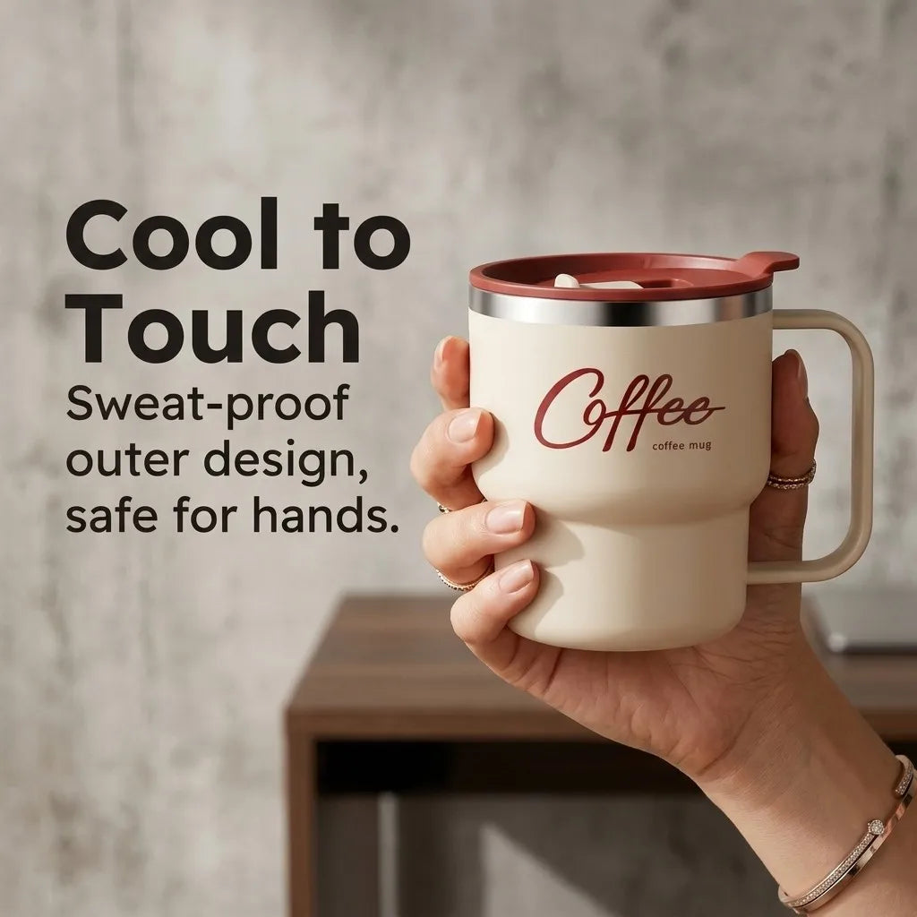 Sealed Thermal Water Cup With Handle Portable 304 Stainless Steel Double Insulated Coffee Mug Travel Office Milk Coffee Cup