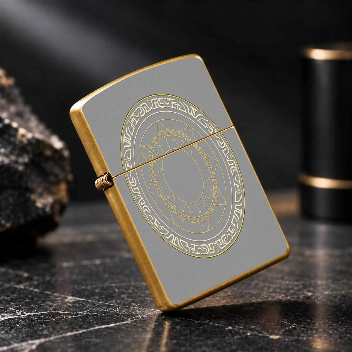 Exquisite Mystic Rune Magic Circle Patterned Lighter, Sleek Portable Design For Daily Commute, Outdoor Trips, Gathering And All Scenarios, Durable Fine Craftsmanship, Ideal For Personal Use And Gifting To Families, Frie A Hum
