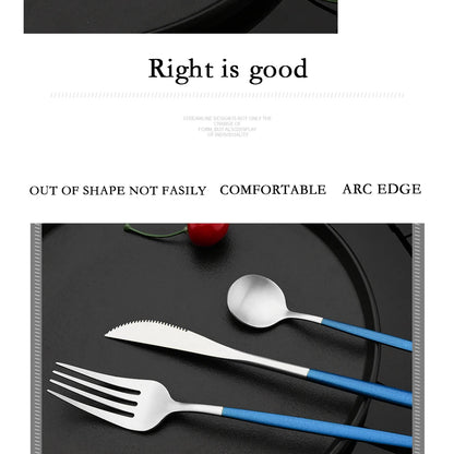 4Pcs black Gold Matte Cutlery Set Stainless Steel Dinnerware Silverware Flatware Set Home Knife Fork Spoon Picnic Tableware Set