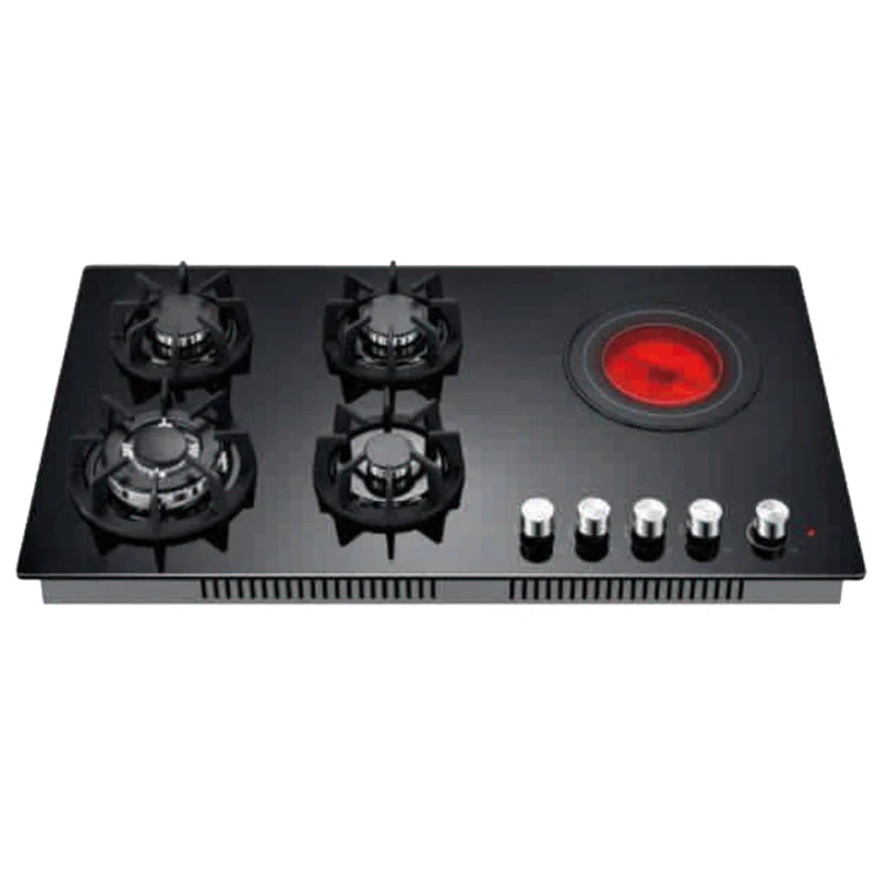 Tempered Glass Panel Built-in 4 Gas and 1 Electric  Ceramic Stoves Hot Plate Gas Cooktop