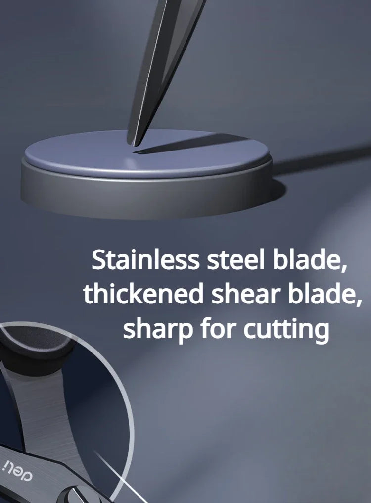 Deli 210/175mm Black Stainless Steel Scissors Business Office Stationery Home Tailor Shears Kitchen Knife Cutter Cutting Tool