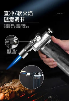 HONEST Double Flame Welding Gun Gas Torch Lighter Safety Lock Switch Jet Fire Open Fire Switching BBQ Kitchen Cigar Lighters