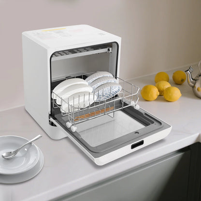 Portable Mini Countertop Dishwasher 39*43*46cm/15.35*16.92*18.11in- US Standard Household Energy-Saving Efficient with LED Display Bowl Rack Chopsticks Rack
