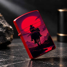 Western Cowboy Rider Horse Silhouette Lighter, Red Sunset Desert Retro Aesthetic Art Pattern Portable Lighter, Ideal For Daily Outdoor Travel Camping, Exquisite Unique Gift For Men And Women, Decorative Practical Access A Hum