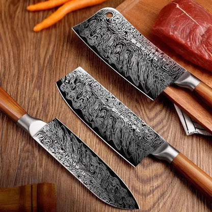 Japanese Style 4-Piece Kitchen Knife Set-Stainless Steel Chef Knives, Multifunctional Kitchen Knives for Home and Restaurant Use
