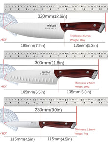 WXCOO 1-5pcs Professional Kitchen Knife Set Ultra Sharp Chef's Knife Meat Cleaver Fruit Slicing Stainless Steel Cutting Board