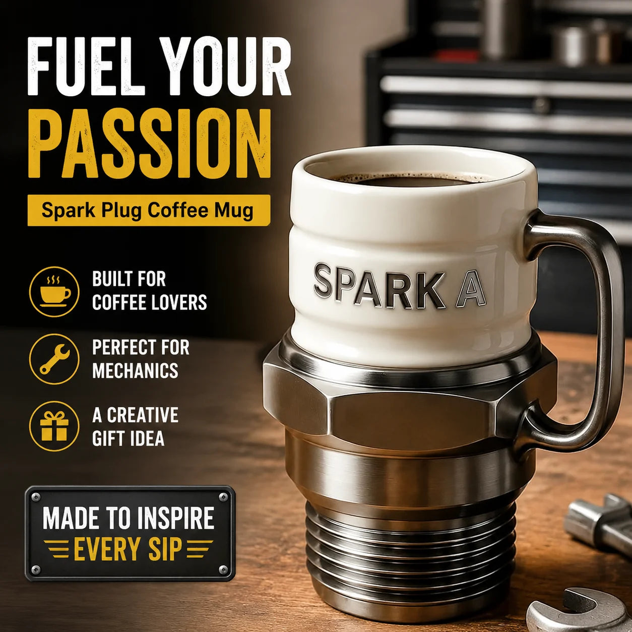 Spark Plug Coffee Cup Ceramic Car Themed Mug for Mechanics Garage Enthusiasts Creative Gift