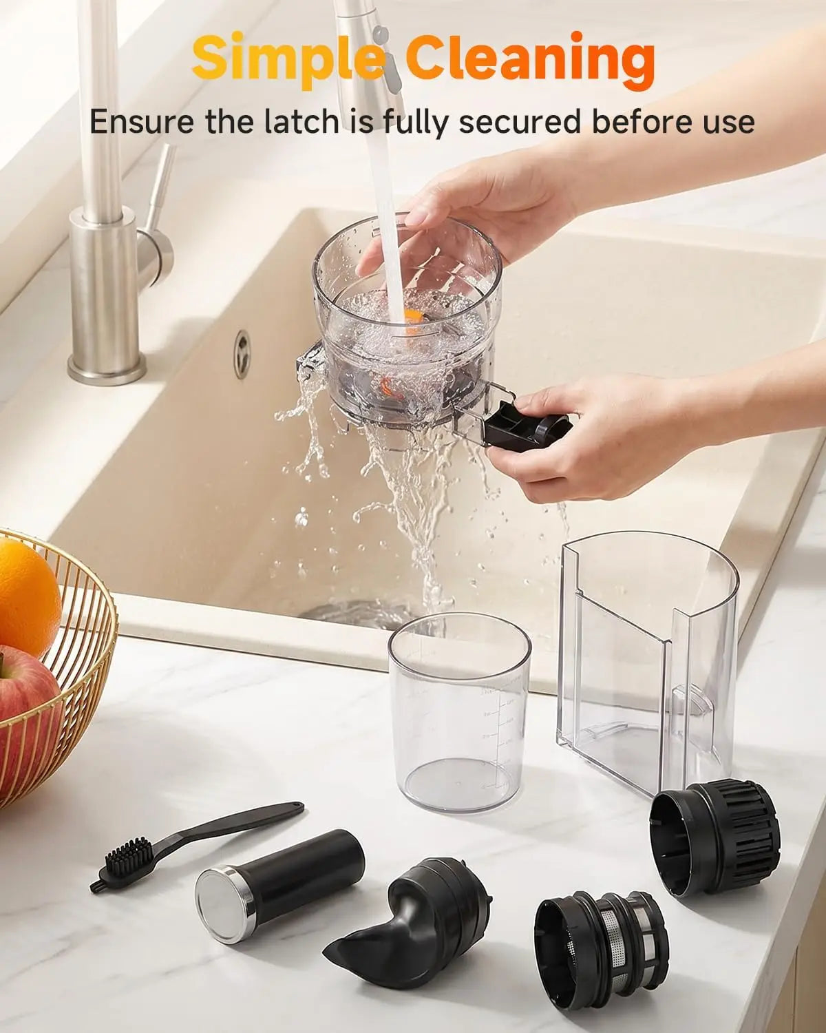 AFBEST 5.8" Extra-Large Chute 2-in-1 Cold Press Juicer – Whole Fruit & Vegetable Masticating Extractor with 100oz Capacity, Nut Milk Function, Easy-Clean Design, Premium Gray