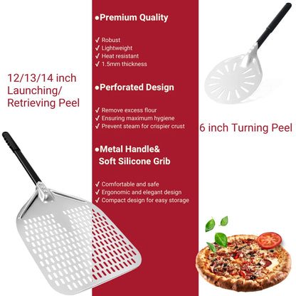 6&12 13 14  Inch Aluminum Pizza Peel Bread Paddle Pizza Oven Turning Peel Hard  Anodized Pizza  Baking Kitchen Tool Spatula