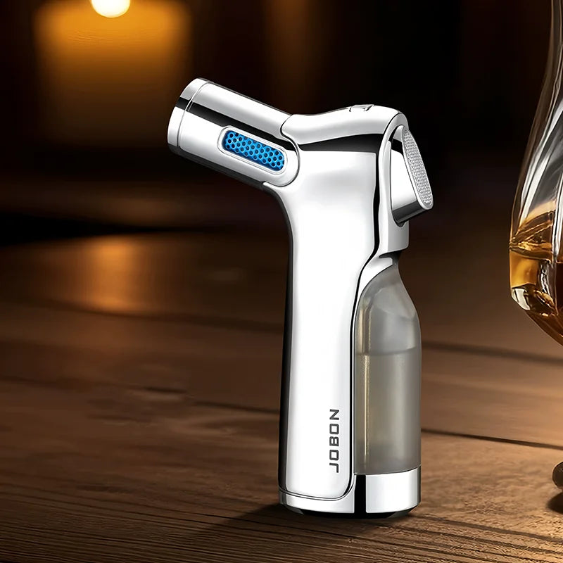 JOBON Visible Gas Four Torch Lighter Windproof Spray Gun Cigar Lighter for Kitchen Cooking Jewelry Welding Safety Lock