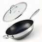 12 Inch Stainless Steel Wok Pan,4L Fry Pans Nonstick with Snowclad Technology,Induction Cooking Pan with Lid Free Cookware