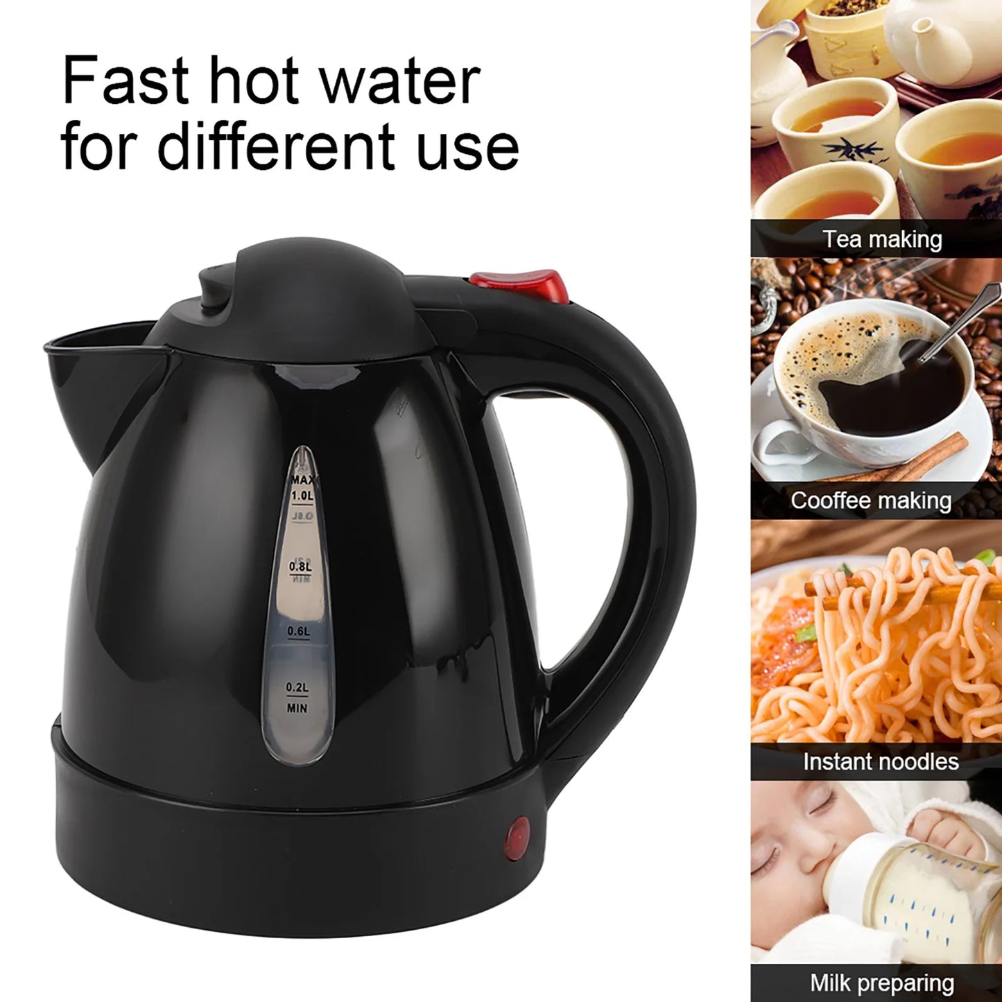 250W Portable Car Electric Kettle with Cigarette Lighter Road Trip 24V Truck Heated Water Tea Coffee Kettle Auto Shut Off 1000ml