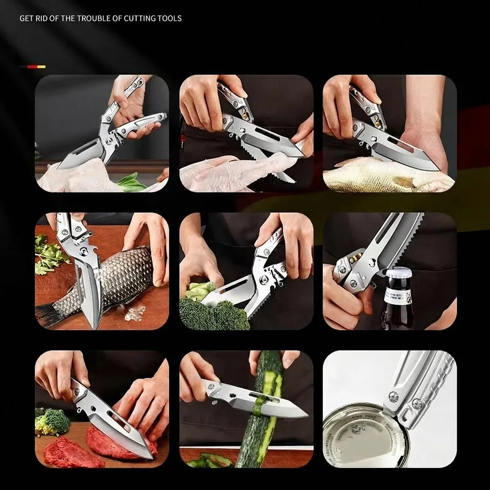 Heavy-duty Stainless Steel Kitchen Scissors, Sharp Multifunctional Food Shears for Cutting Poultry Bones C2612