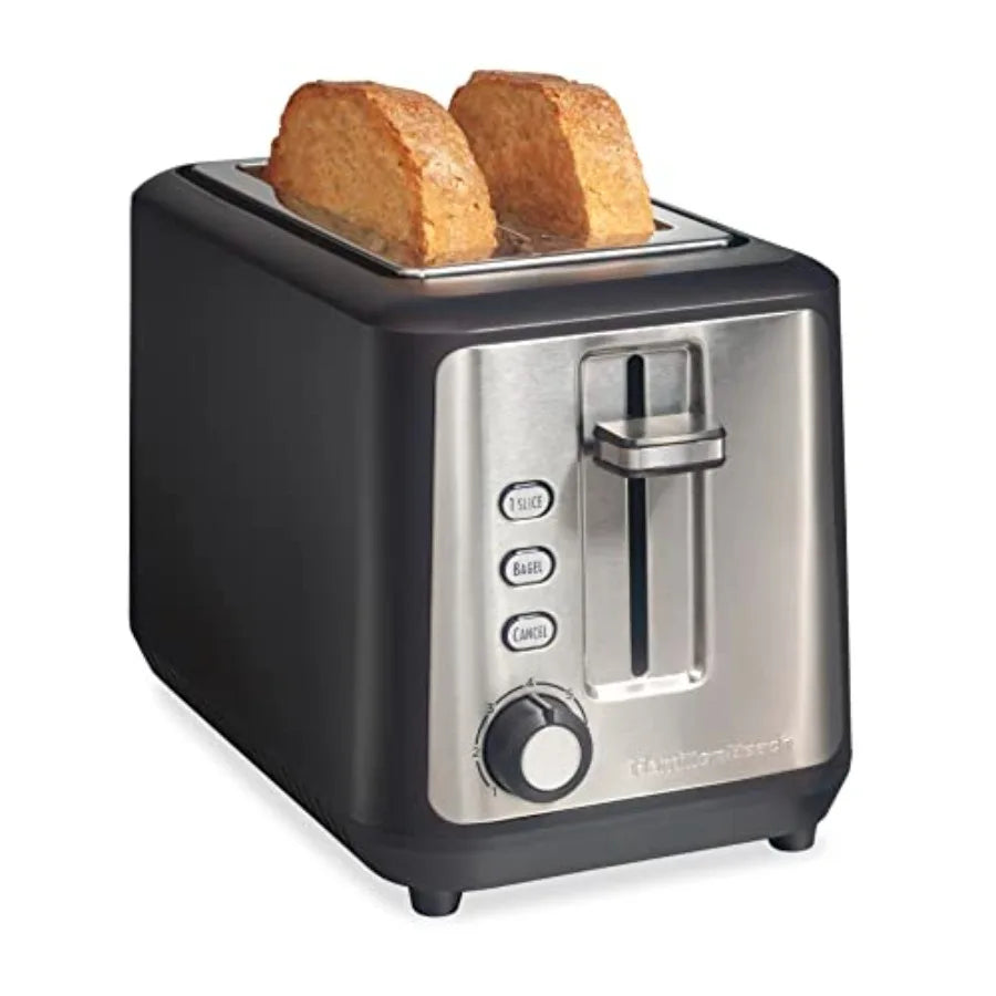 2-Slice Toaster with Extra Long Wide Slots Matte Black Stainless Steel 7 Browning Levels Shade Selector Bagel Setting Sure-Toas