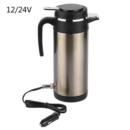 1000ML 12V/24V Stainless Steel Electric in Car Kettle Travel Thermoses Heating Water Bottle Electric in car Kettle in car Kettle