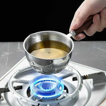 Milk Pot Stainless Steel Hot Oil Pan 150/300ML Hot Sauce Small Pot Cooking Butter Melting Pot Versatile Flat Bottomed Oil Pan