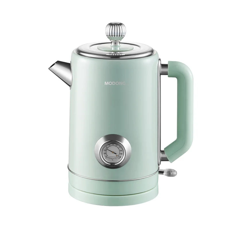 1500W Vintage Electric Kettle 304 stainless steel Fast Heating Water Boiler With Thermometer Home Water Boiling Cooking Pot 1.8L