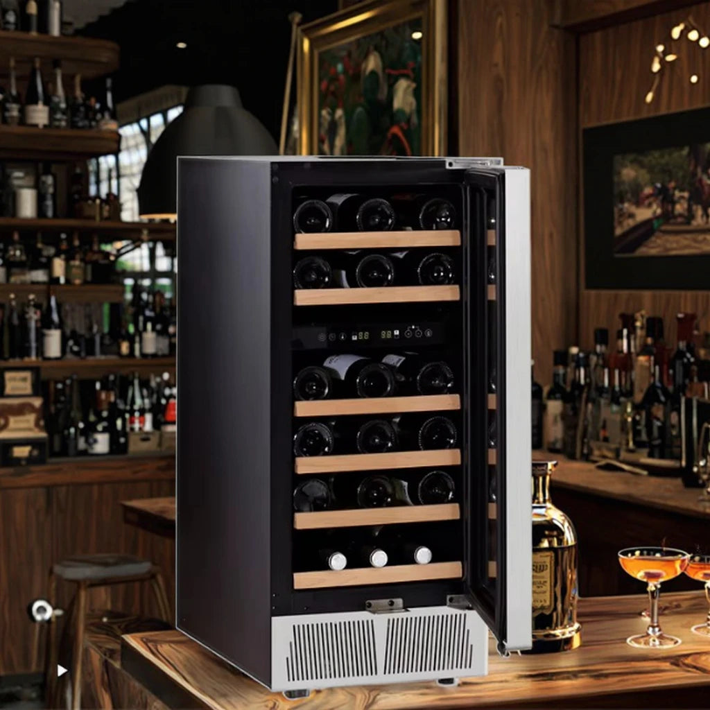85L 28 Bottles Dual Zone Stainless Steel Freestanding Fridge 1 Year Warranty for Restaurant Hotel Household Use Wine Coolers