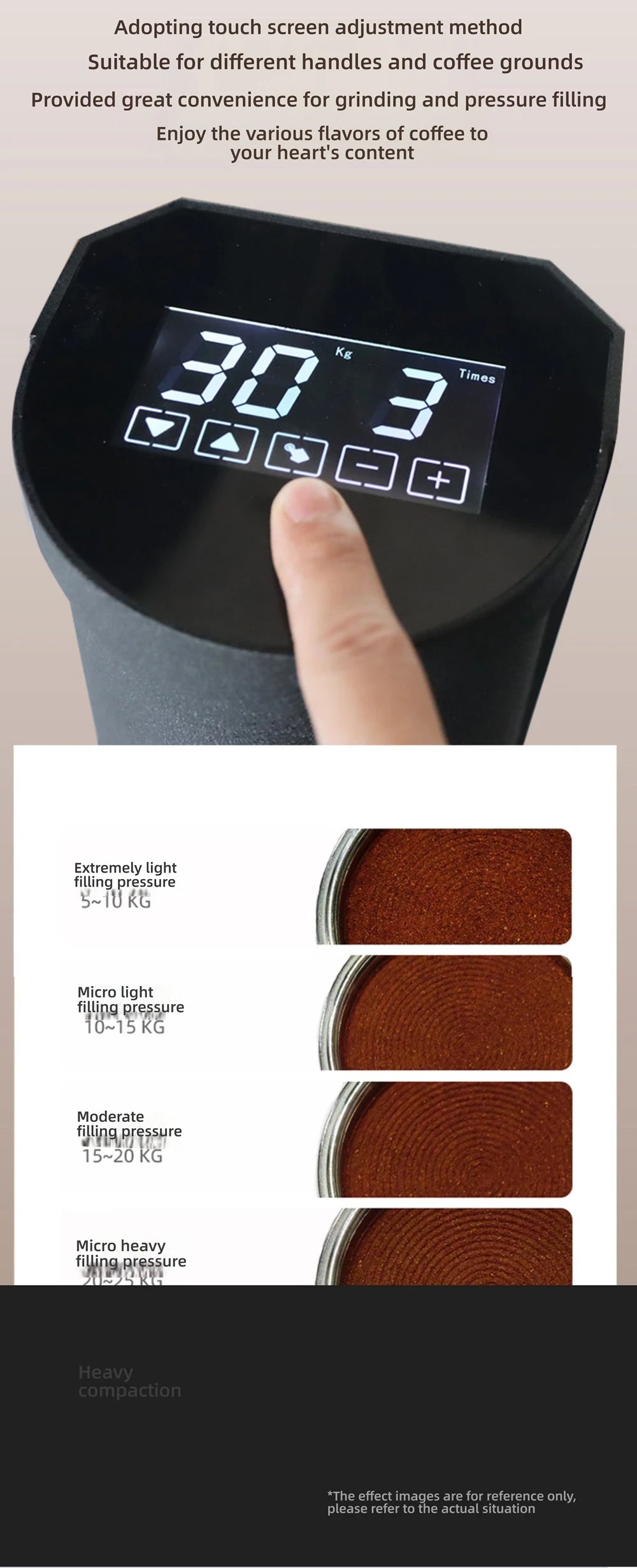 HomeWise TE-2 58mm Automatic Coffee Tamper Machine Touchscreen Electric Espresso Tamper 58.5MM Electric Tamper Adjustable
