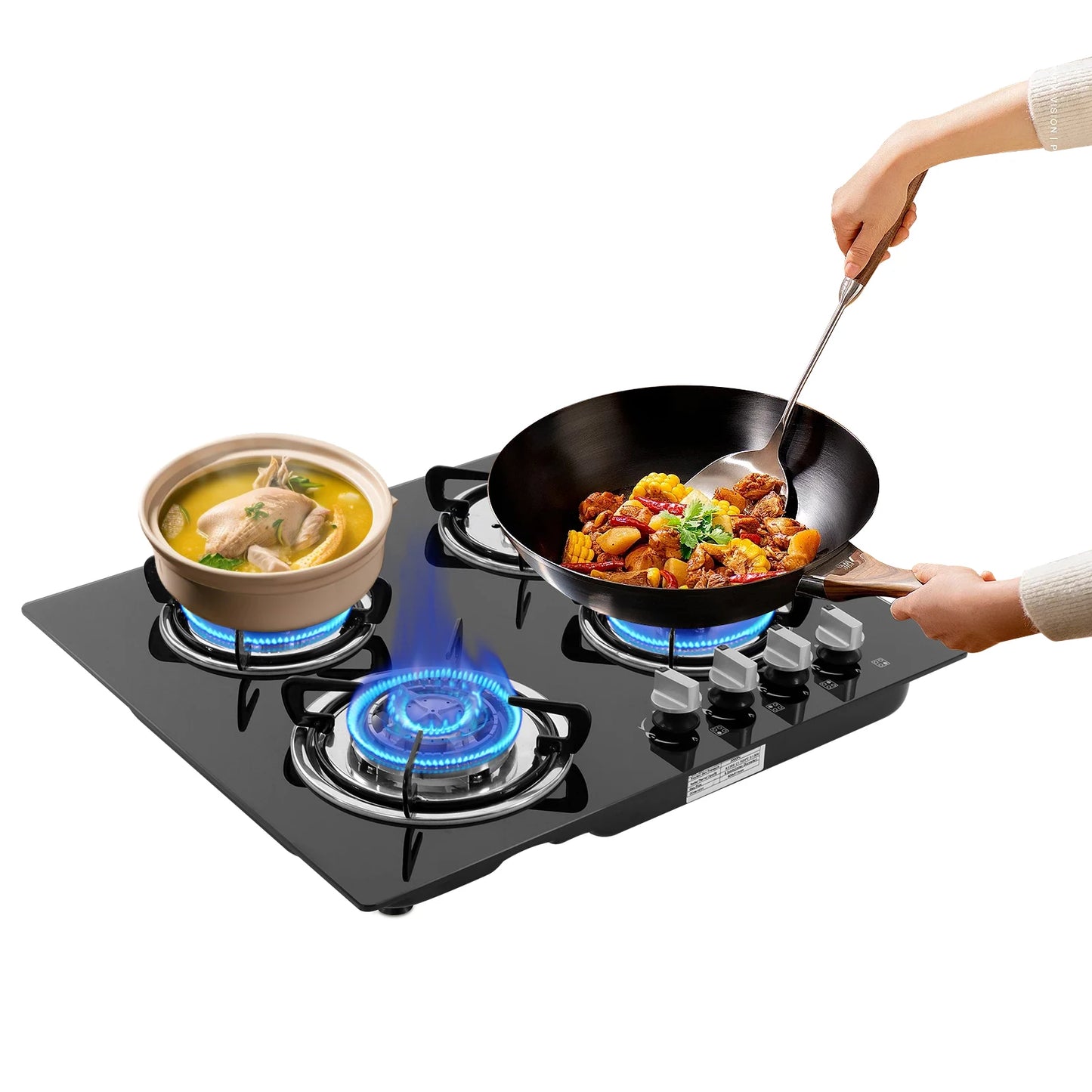 Built-in 4-Burner Gas Cooktop – Natural Gas Stove with Tempered Glass & Electronic Ignition, Countertop Insert
