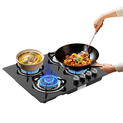 Built-in 4-Burner Gas Cooktop – Natural Gas Stove with Tempered Glass & Electronic Ignition, Countertop Insert