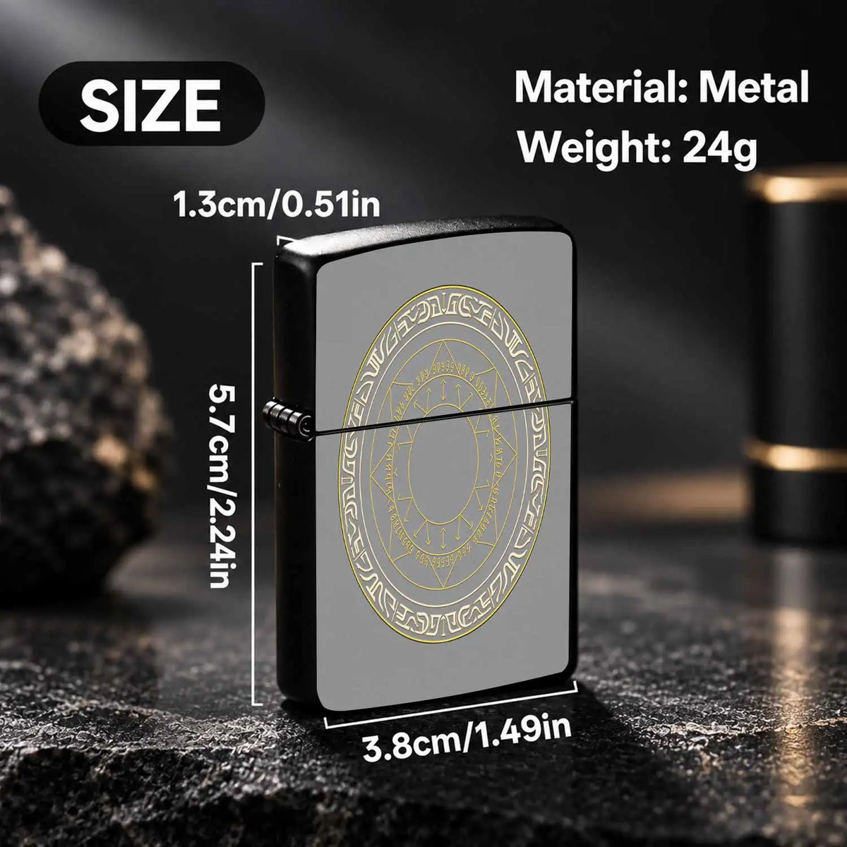 Exquisite Mystic Rune Magic Circle Patterned Lighter, Sleek Portable Design For Daily Commute, Outdoor Trips, Gathering And All Scenarios, Durable Fine Craftsmanship, Ideal For Personal Use And Gifting To Families, Frie A Hum
