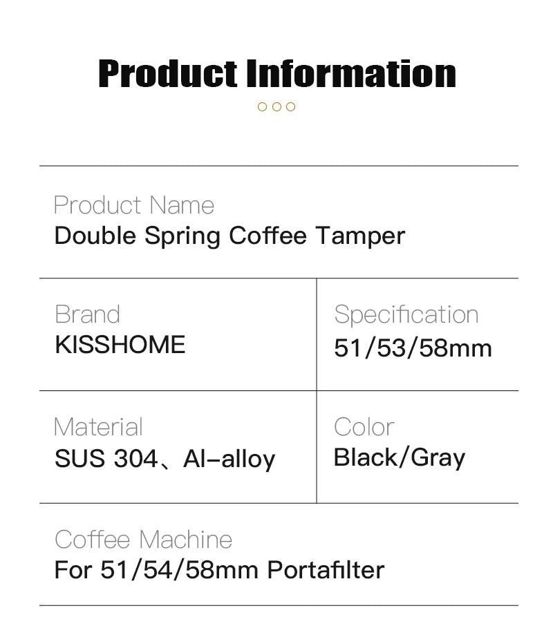Coffee Tamper 30lb Constant Pressure Calibrated Double Spring 51mm 53mm 58mm Breville Espresso Maker Accsesories Barista Tools