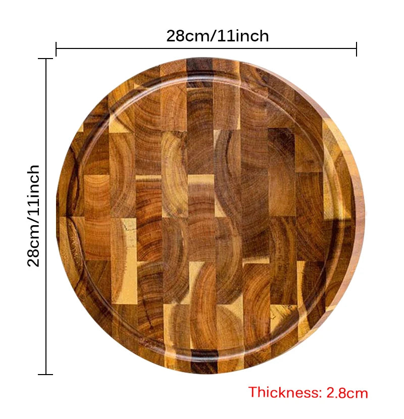 WXCOO Round Acacia Wood Resin Chopping Board Kitchen Cutting Board for Steak Snacks Fruit Board Food-Safe Cutting Board Thicken