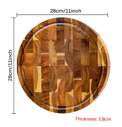 WXCOO Round Acacia Wood Resin Chopping Board Kitchen Cutting Board for Steak Snacks Fruit Board Food-Safe Cutting Board Thicken