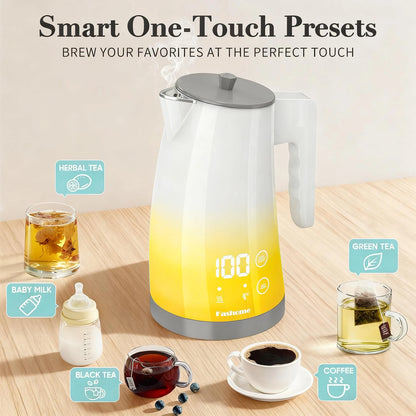 Fashome Electric Water Kettle with 5-Temperature Control 1.25L Auto Shut-Off Stainless Steel Coffee Tea Pot kitchen gadgets