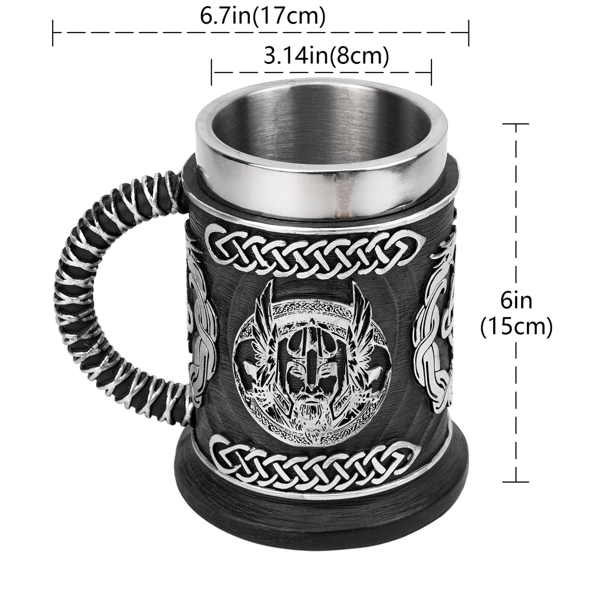Norse Mythology Odin Thor Mug Tankard 304 Stainless Steel Resin 3D Retro Beer Stein Birthday God of War Lover Gift 600ml 20 oz