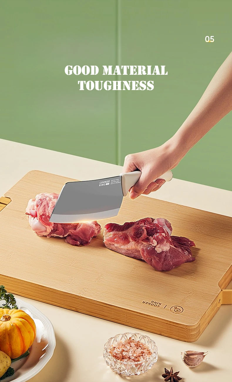 COOKER KING 3 Sizes Standable Cutting Board Moso Bamboo Chopping Board with Sharpening Stone Preparation Board Cost-effective