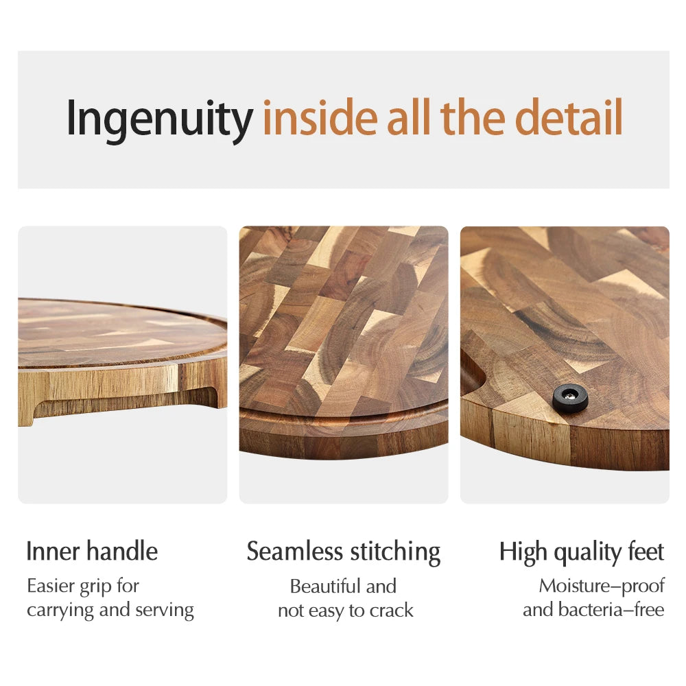 XINZUO Acacia Wood Cutting Board Cut Bread Fruit Meat Quality Kitchen Wooden Chopping Blocks Non-slip Kitchen Tools
