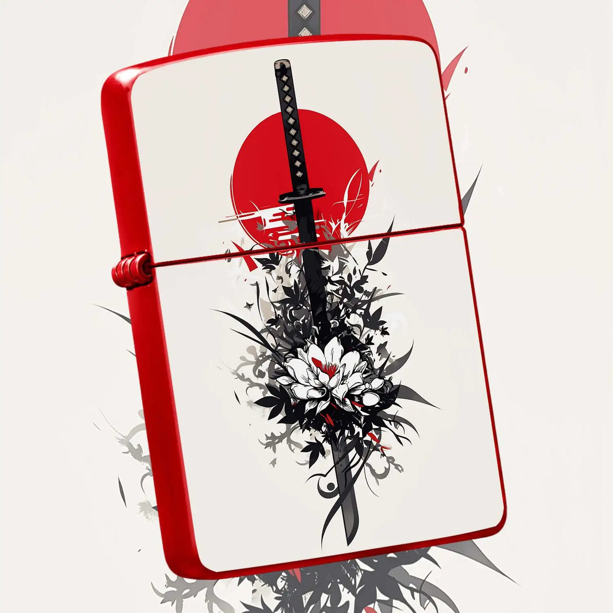 Japanese Style Samurai Sword Themed Lighter, Exquisite Ukiyo-E Art Pattern Design, Portable Stylish Ignition Tool, Perfect For Daily Use Outdoor Activities Gifting Collection, Fits All Scenarios With Unique Aesthetic De A Hum
