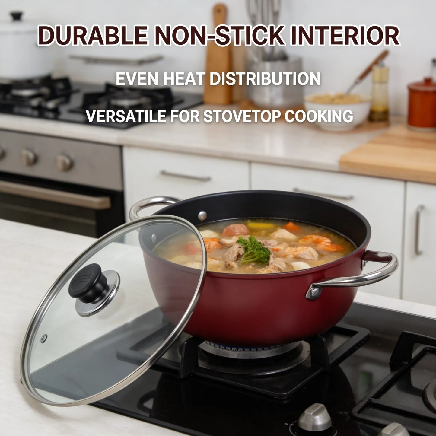 Soup pot non-stick household thickened double ear steamer stew pot dormitory cooking instant noodles cooking soup gas stove indu