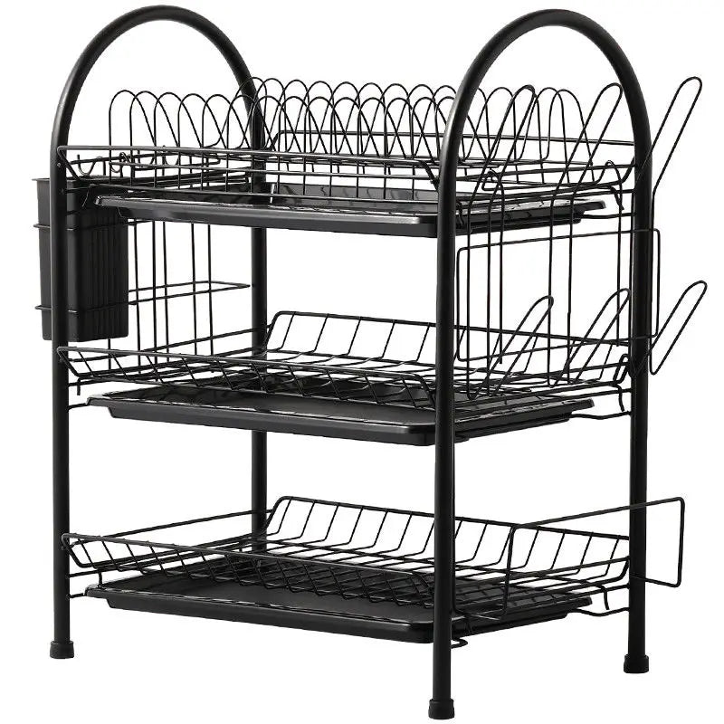 Dish Drying Rack Kitchen Adjustable Stainless Steel 2 Tier Plates Organizer Dish Bowl Drainer Storage Rack Kitchen Utensils