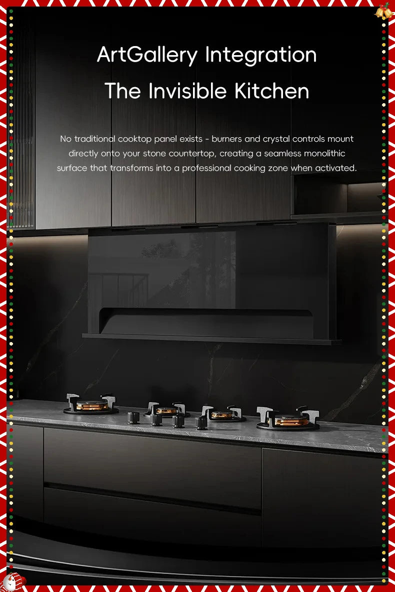 Hidden Built-in 4-Burner Gas Stove, Home Kitchen Range, Seamless Countertop Installation, Gas Cooktop for Residential Use