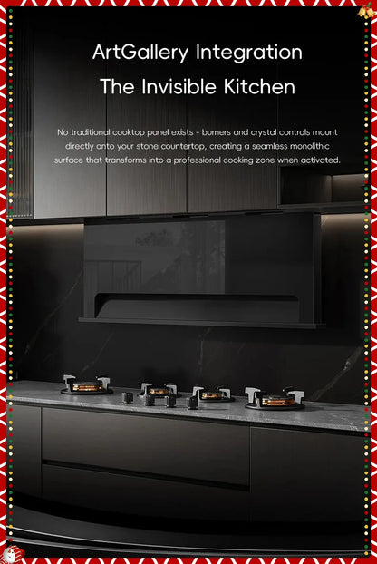 Hidden Built-in 4-Burner Gas Stove, Home Kitchen Range, Seamless Countertop Installation, Gas Cooktop for Residential Use