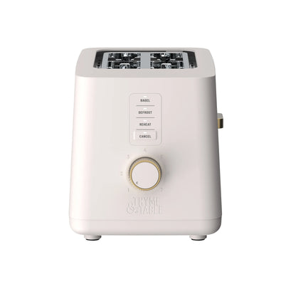 Thyme & Table 2-Slice Toaster, Extra-Wide Slots with Removable Crumb Tray, Sand White