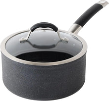 3 Qt Nonstick Saucepan with Lid, Oven Safe to 400°F, Dishwasher Safe, Black