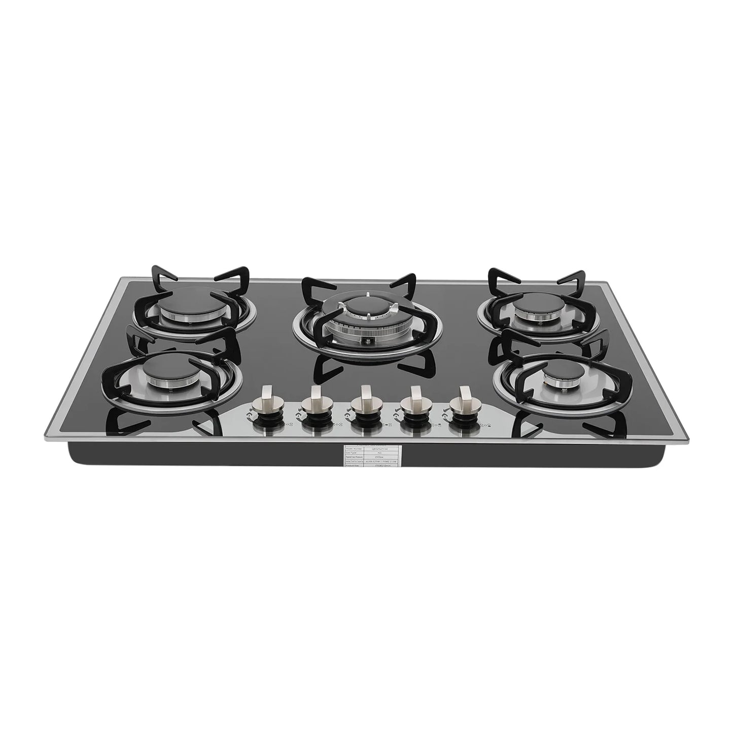 Five Burner Built In Gas Cooktop Dual Gas Compatible High Temperature Resistant Panel Reliable Pulse Ignition Stable Combustion Multiple Firepower Options Practical Knob Operation Sturdy Structure Ideal For Home Kitchen Cooki