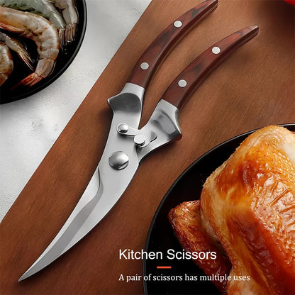 1PC，Multi-Functional Kitchen Scissors Chicken Bone Scissors Non-Slip Handle Chicken Wings Fish BBQ Scissors Kitchen Stuff
