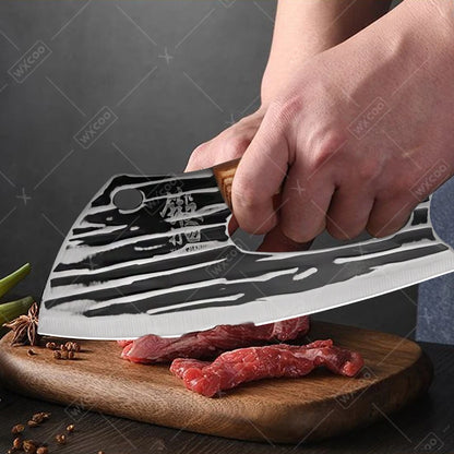 WXCOO Handmade Forged Knife Butcher Cleaver Knife Meat Cutting Japanese Kitchen Pork Bone Shaving Knives Boning Knife