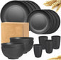 16-Piece Plastic Tableware Set with 4 Big Plates 4 Small Plates 4 Mugs 4 Bowls for Outdoor Picnics Camping Picnics
