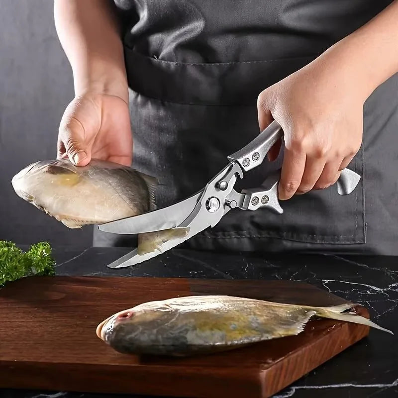 1pc Heavy-Duty Stainless Steel Kitchen Scissors - Multifunctional Poultry Shears for Chicken, Fish & More | Food-Safe