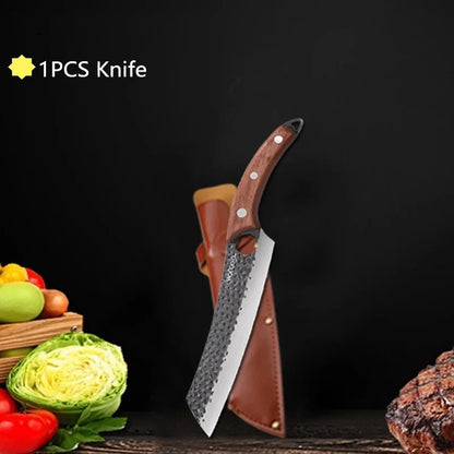 WXCOO Forged Butcher Bone Cutter Kitchen Knife Stainless Steel with Sheath 1~8pcs Chef Fruit Knives Scissor BBQ Cooking Boning