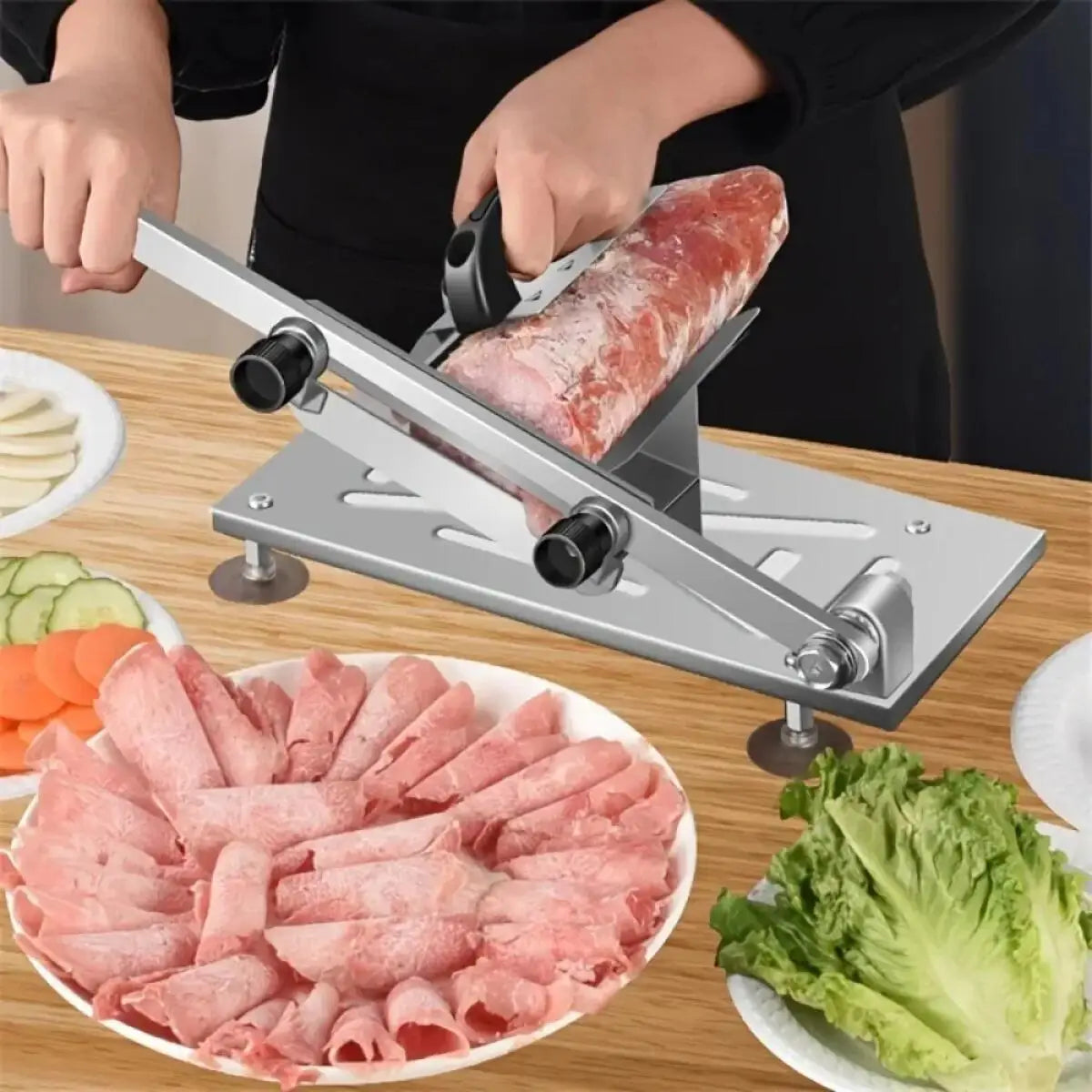 Frozen Meat Slicer Portable Manual Bone Cutting Knife Stainless Steel Household Vegetable Food Slicer for Slice